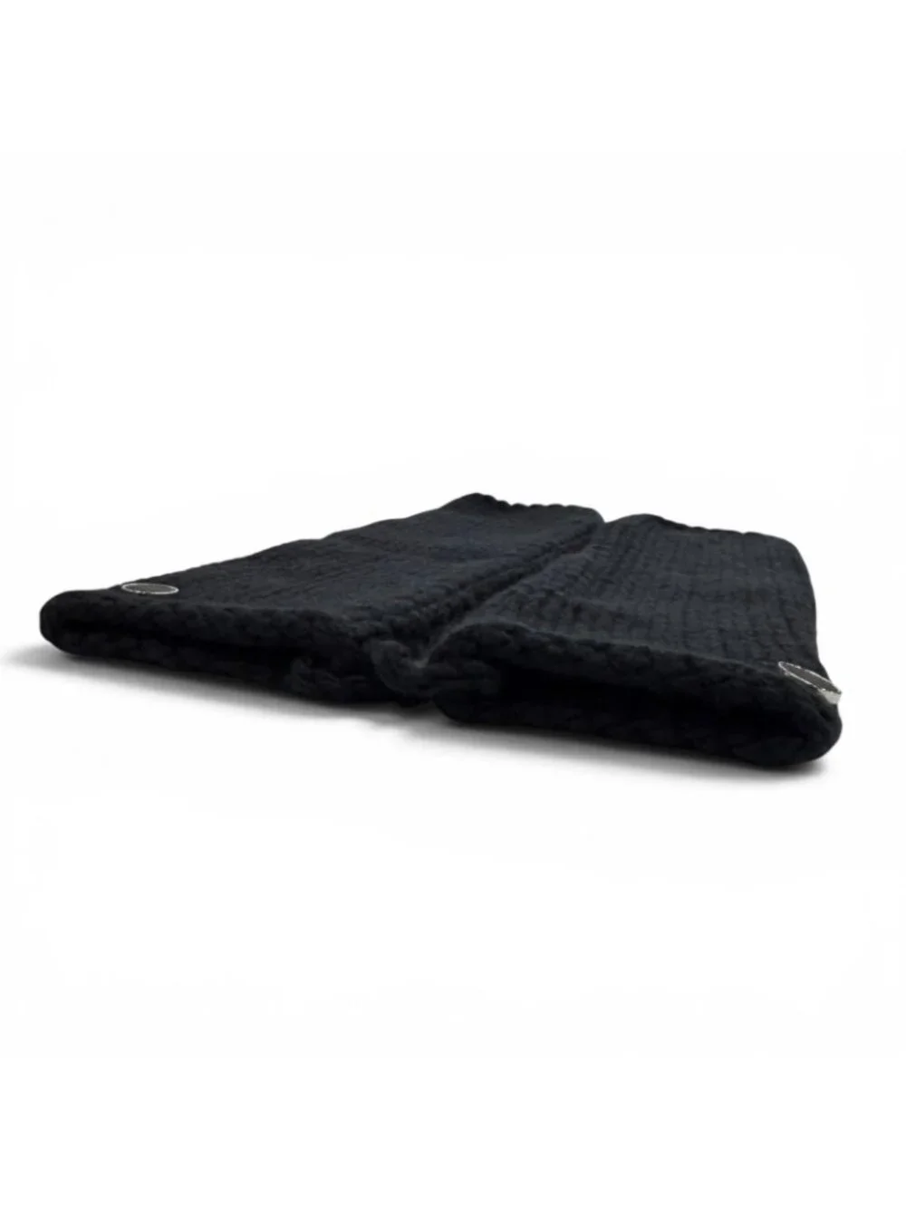 Hermes Silk Cashmere Blend Silver Series Knit Arm Warmer Gloves Black TU